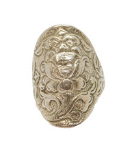 Sterling Silver Ottoman Style Floral Patterned Ring Antique c1900 Size Q