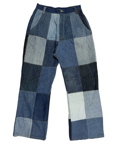 Unique retro patchwork blue - patchwork,