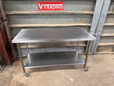 Stainless Steel Prep Table on Wheels (150cm) | Read Descrip Re: Delivery.  V732