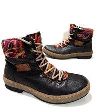 Ladies RIEKER Black faux leather Fleece Lined Ankle boots Size UK 5 38 Great!