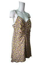 ZARA Tank Slip On Dress Size XL 18 Yellow Mix Satin Floral Straps Womens EU46