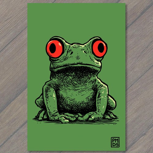 Art print frog big red - print,