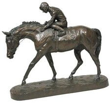 Horse and Jockey Resin Sculpture | Hand-Painted Equestrian Statue
