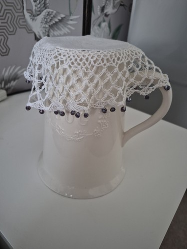 Vintage crochet lace milk - milk, jug