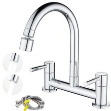 Maynosi Kitchen Sink Mixer Tap, Kitchen Bridge Mixer Taps 2 Hole, 180 mm Centers