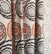 2 x NEXT Floral Eyelet Curtains. Orange & Brown. 162 x 180cmD, 64 x 71"L. Lined