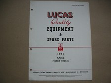 1961 Ariel Motorcycles 4 page  Lucas Equipment/Parts List. Arrow, Leader