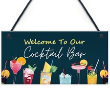 Welcome Cocktail Bar Sign Home
