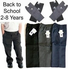 School Uniform Boys Kids Children's Pull Up Half Elasticated Trousers Pants 