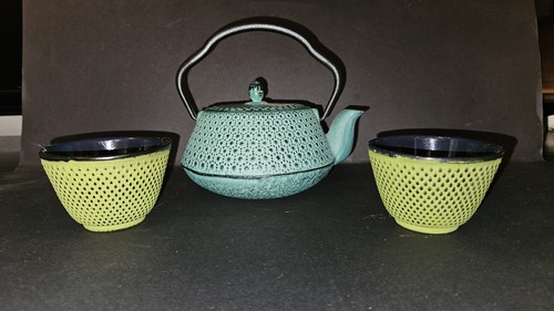 Asian cast iron blue hobnail - asian,