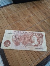 Vintage TEN SHILLING NOTE  Circulated JOHN STANDISH FFORD Chief Cashier
