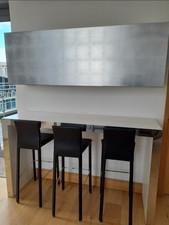 3 X Arper Norma 1713 Kitchen Bar Stool Fully Upholstered Black Hard Leather 79cm