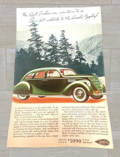 Vtg 1938 lincoln - lincoln-zephyr, v12