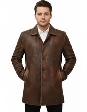 Men's Distressed Supernatural Winchester Brown Real Leather Jacket Coat for HIM