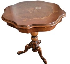 Vintage Italian Style Round Wooden Tripod Leg Pedestal Table Height 59cm