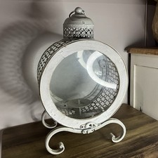 TJ TKMaxx shabby chic look metal / glass circle candle lantern holder 