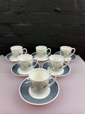 6 x Wedgwood Susie Cooper Glen Mist Large Coffee Cups and Saucers set