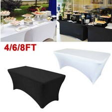 4/6/8FT Rectangular Stretch Tight Folding Table Cover Trestle Table Cloth Party