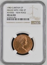 OFFICIAL NGC GRADED 1983 NEW PENCE 2p TWO PENCE GENUINE MULE COIN NO:3 IN WORLD