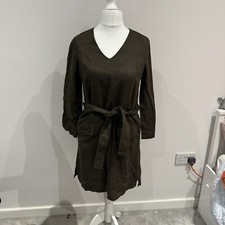 Tommy Hilfiger Khaki Linen Utility Dress US 8 – Belted Short Safari Style