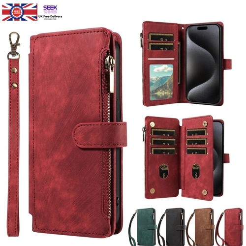 Zip wallet case leather flip - zip,