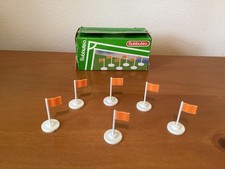 Subbuteo set of 6 orange pitch flags with box excellent condition.