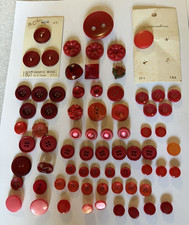 Lot Of 72 Vintage Red Buttons