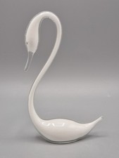 Hand Blown Glass White Swan Ornament Figurine