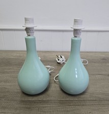 Bedside Lamps Pair Mint Green Ceramic Dunelm Working Order X 2 