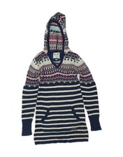 FAT FACE Girls Hooded Jumper Dress 10-11 Years Navy Blue Fair Isle CL12