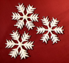 New & Boxed Laura Ashley 3 Snow Flake Christmas Tree Ornaments 