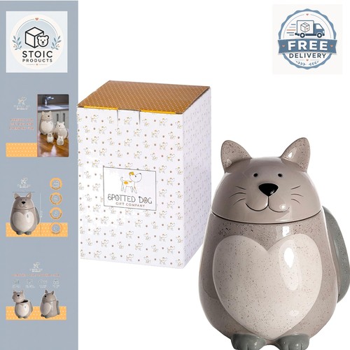 Grey cat biscuit barrel - biscuit,