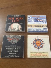 Four American ceramic coasters - 1950s repro Hagstrom's New York, Shell, Bus 