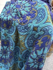 Vintage 1960s /  70s Casa Pupo Green Blue Turquoise Wool  Throw