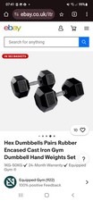 22.5 Rubber Hex Dumbbell pair from metis.
