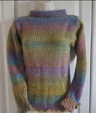 Pastel Mixed Rainbow Turtleneck Handmade Jumper, Size S