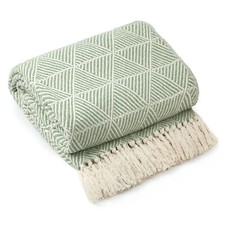 Throw Blanket for Sofas Couch Bed Runner Scandi Woven Soft Cotton Zahra