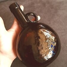 Victorian Antique Brown Glass Whisky Flagon/Decanter c1860
