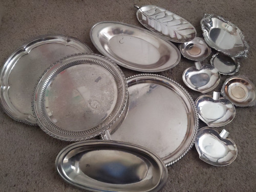 Silver plate lot serving - plate,