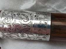 Kendall & Sons Oak Walking Stick Hallmarked 1945 Engraved Silver Collar