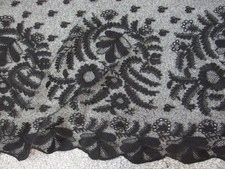 Antique Victorian Black Lace Panel or shawl mantilla
