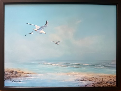Beach seascape oil painting - beach,