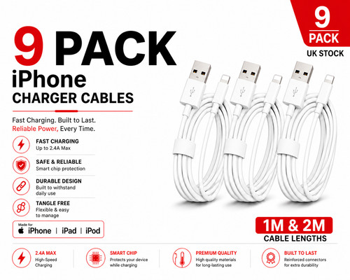Iphone charger cable pack - cable, 9