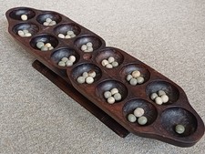 Vintage African Oware Mancala Game Kofitall with nuts & original Instructions