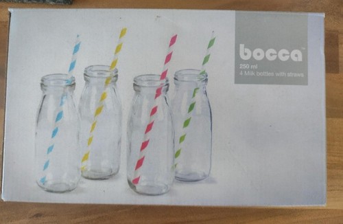 Set glass milk bottles - 4,
