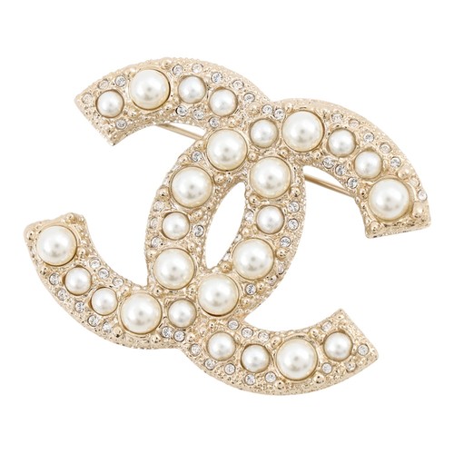 Chanel logo brooch - brooch, gold