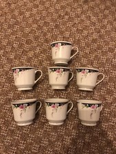 Vintage Tea Cups Chinese Tea Cup X7 Floral Design Pink Green Black