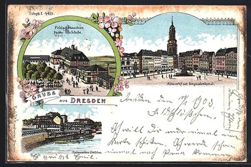 Lithograph dresden altmarkt - lithograph, dresden,
