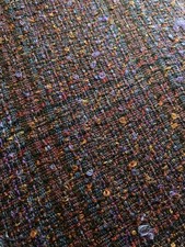 Large Remnant Check Plaid Boucle Wool Fabric Purple, Burgundy and Rust 2.2 m