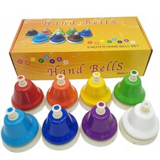 Set of 8 Rainbow Music Bells Handbells  8 Tones Christmas Gift Educational Toy
